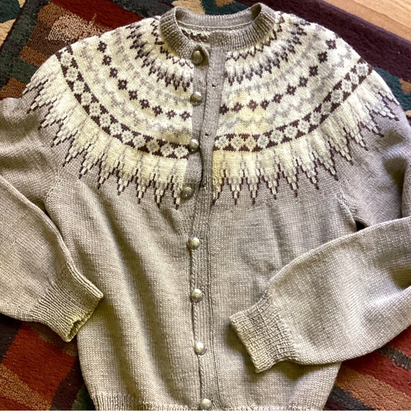 🇳🇴 Vintage Wool Cardigan Nordic/Fair Isle Sz M/LG - Picture 2 of 16
